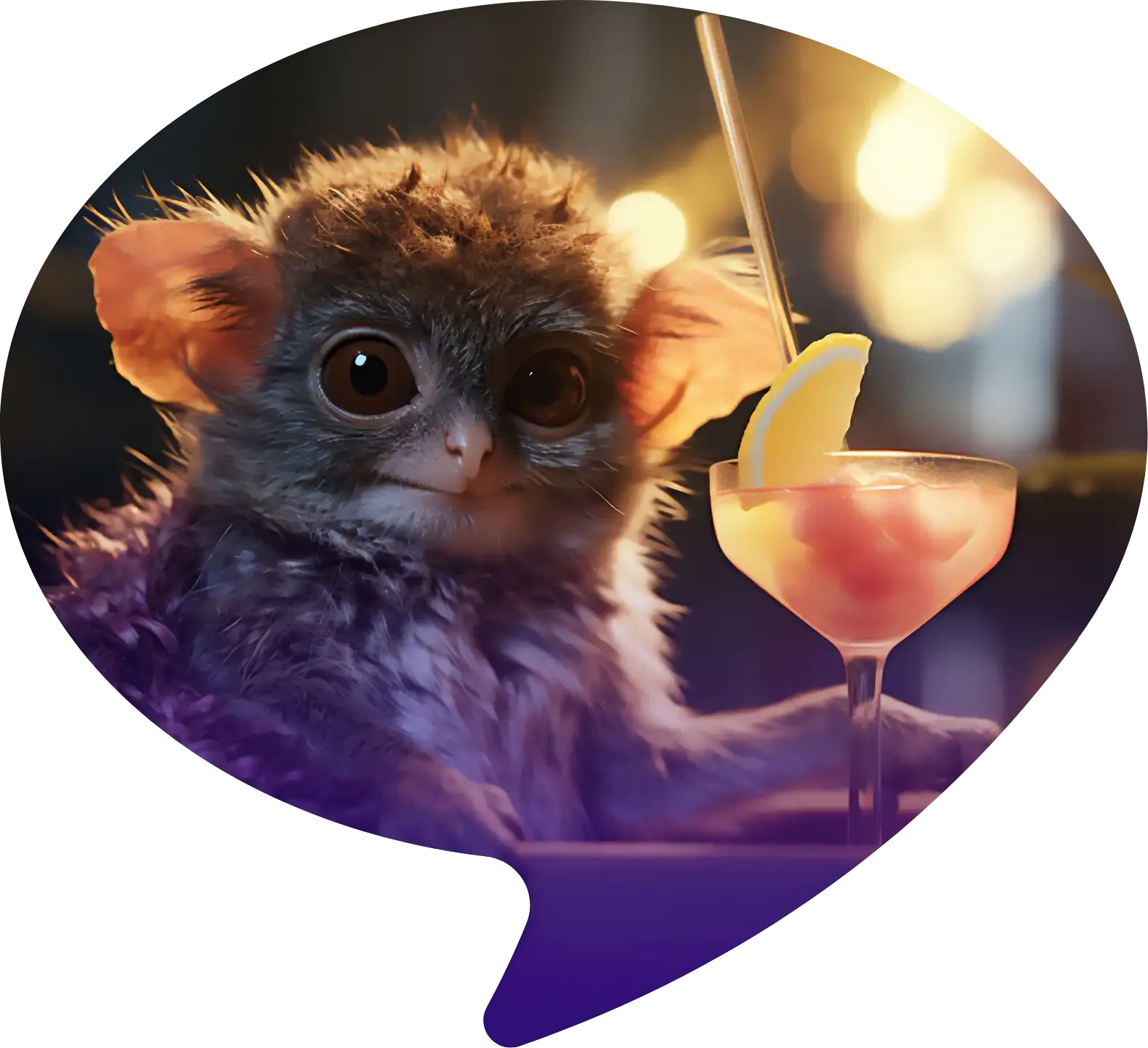 A cute little critter enjoys what might not be his first fruity cocktail of the day